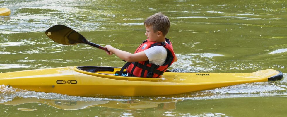 boy, rowing, kayaking